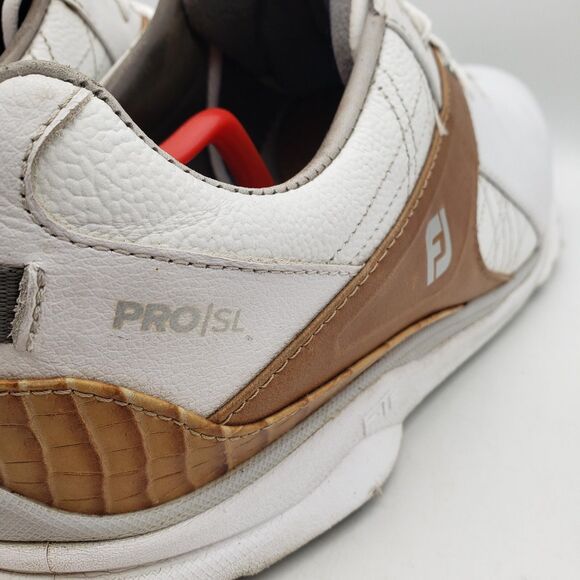FootJoy Pro SL Carbon Golf Shoes Men\'s 11.5 White Brown Leather Crocodile